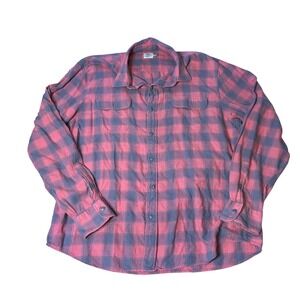 Faherty Brand Mens XXL Red Blue Buffalo Check Plaid Flannel Button Down Shirt